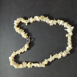 Cream White Genuine Shell Chip Statement Necklace